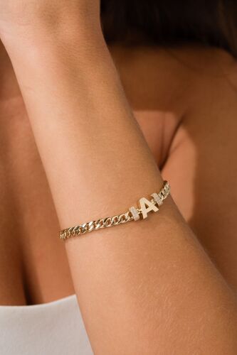 Altın Harf Bileklik Gurmet (Tüm Harfler Mevcut) - SembolGold