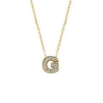 Altın G Harfli Taşlı Kolye - SembolGold