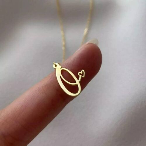 Altın Harf Kolye Kalp Form 14K - SembolGold