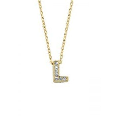 Altın L Harfli Taşlı Kolye - SembolGold