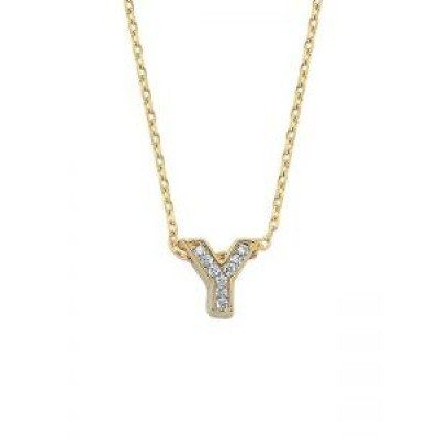 Altın Y Harfli Taşlı Kolye - SembolGold