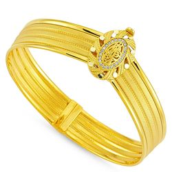 SembolGold - Altın Hasır Kelepçe Üç Sıralı Oval Tuğralı (1)