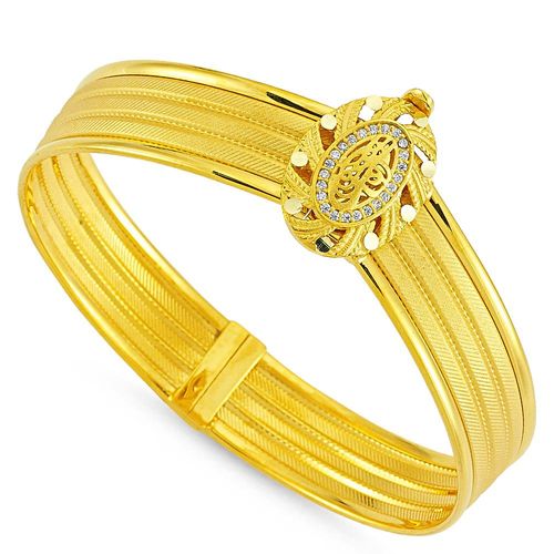 SembolGold - Altın Hasır Kelepçe Üç Sıralı Oval Tuğralı (1)