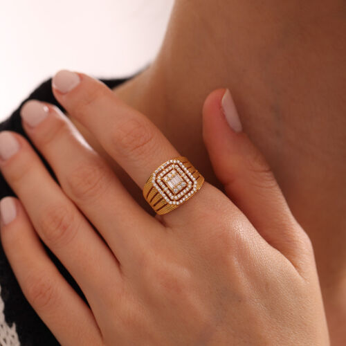 Altın Hasır Yüzük Baguetta - SembolGold