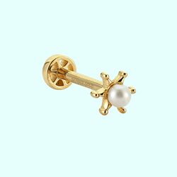 Altın İnci Tragus Piercing 14 Ayar - Thumbnail
