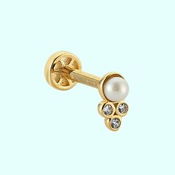 Altın İnci Tragus Piercing 14 Ayar - Thumbnail