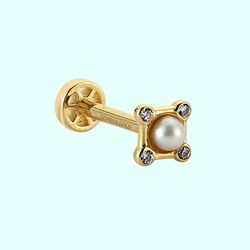 Altın İnci Tragus Piercing 14 Ayar - Thumbnail