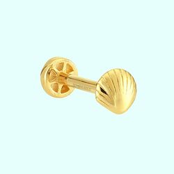 Altın İstiridye Tragus Piercing 14 Ayar - Thumbnail