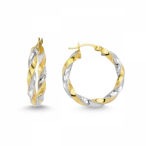 Altın İtaly Halka Küpe Sarı Beyaz - SembolGold