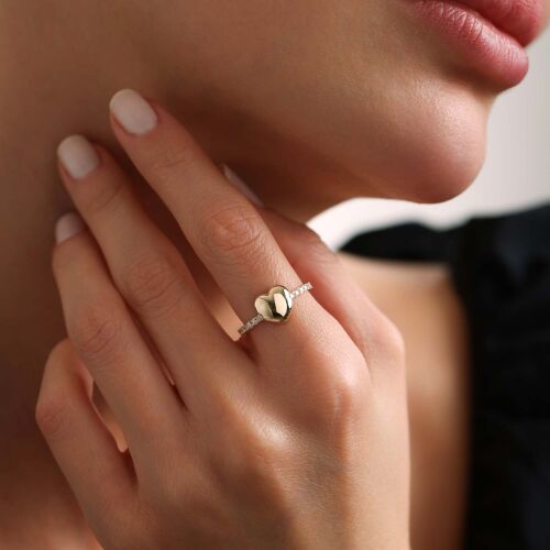 Altın Kalpli Yüzük Bomb - SembolGold