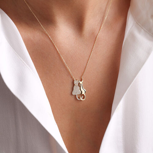 Altın Kedi Kolye 2.0 cm - SembolGold