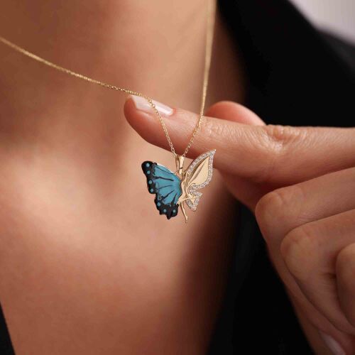 Altın Kelebek Kolye Mineli - SembolGold