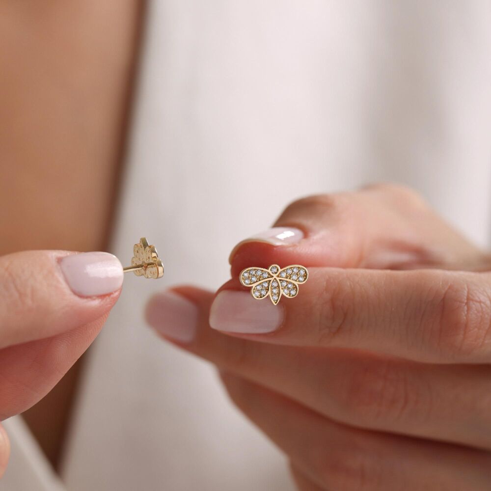 Altın Kelebek Küpe 1.0 cm