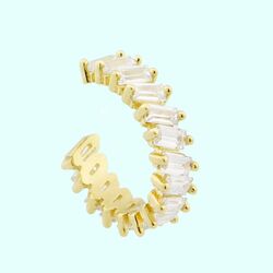 Altın Kıkırdak Küpe 14 Ayar Earcuff Baget Taşlı - Thumbnail