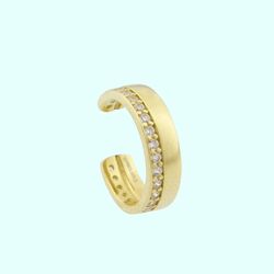 Altın Kıkırdak Küpe 14 Ayar Earcuff Taşlı - Thumbnail