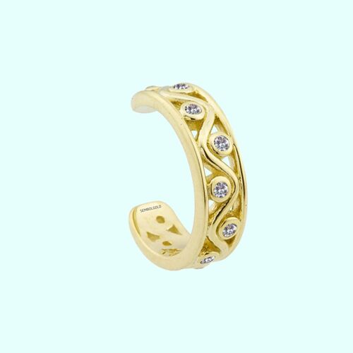 SembolGold - Altın Kıkırdak Küpe 14 Ayar Earcuff Taşlı (1)