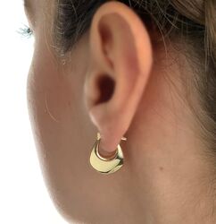 Altın Küpe 14K 585 Parlak Çanta Tasarım 1.8 cm Küpe Bombeli - Thumbnail