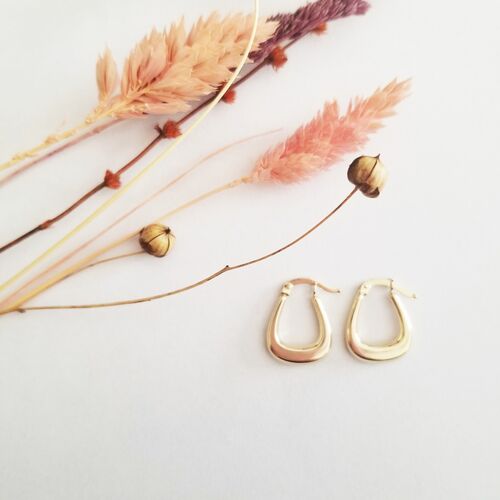 SembolGold - Altın Küpe 14K 585 Parlak Çanta Tasarım 1,8 cm Zarif Küpe Bombeli (1)
