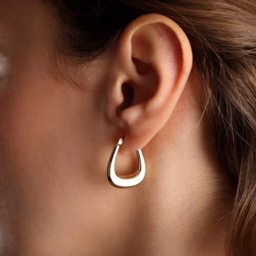 Altın Küpe 14K 585 Parlak Çanta Tasarım 2.3 cm Zarif Küpe Bombeli - SembolGold