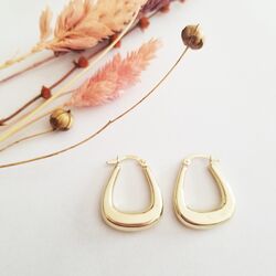 SembolGold - Altın Küpe 14K 585 Parlak Çanta Tasarım 2.3 cm Zarif Küpe Bombeli (1)