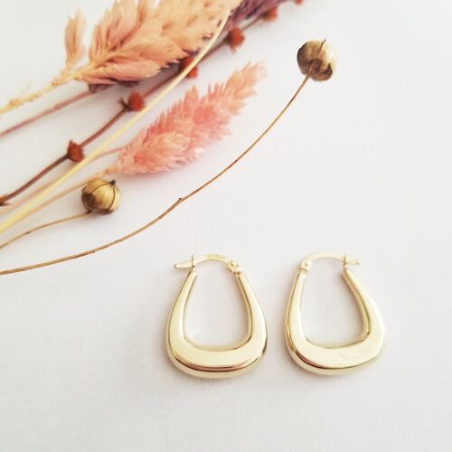 SembolGold - Altın Küpe 14K 585 Parlak Çanta Tasarım 2.3 cm Zarif Küpe Bombeli (1)