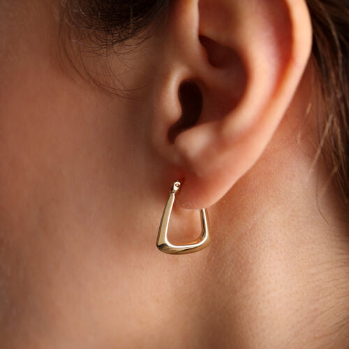 Altın Küpe 14K 585 Parlak Çanta Tasarım 2.3cm Zarif Küpe - SembolGold