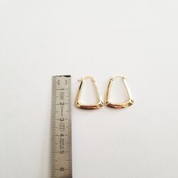 Altın Küpe 14K 585 Parlak Çanta Tasarım 2.3cm Zarif Küpe - Thumbnail