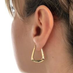 Altın Küpe 14K 585 Parlak Çanta Tasarım 2.3cm Zarif Küpe - Thumbnail