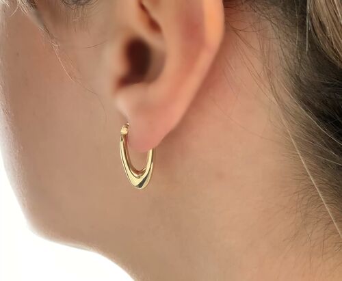 SembolGold - Altın Küpe 14K 585 Parlak Damla Tasarım 2.0 cm Zarif Küpe (1)