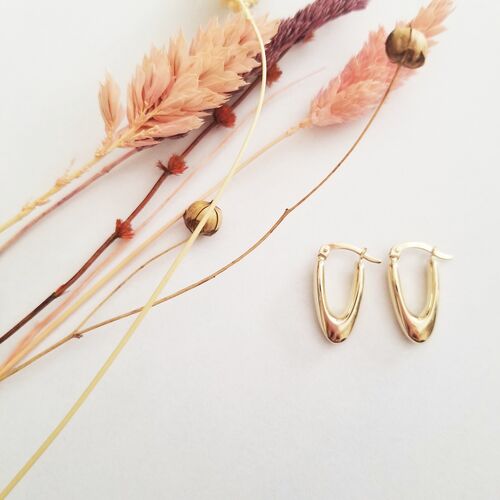 Altın Küpe 14K 585 Parlak Damla Tasarım 2.0 cm Zarif Küpe - SembolGold