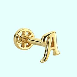 Altın Piercing -A- Harf 14 Ayar Tragus - Thumbnail