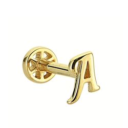 SembolGold - Altın Piercing -A- Harf 14 Ayar Tragus (1)