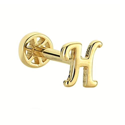 SembolGold - Altın Piercing -H- Harf 14 Ayar Tragus (1)