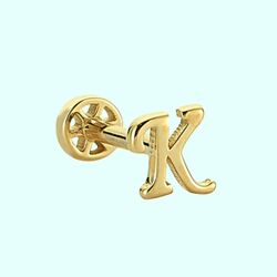 Altın Piercing -K- Harf 14 Ayar Tragus - Thumbnail
