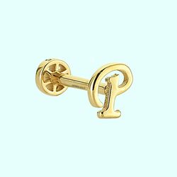 Altın Piercing -P- Harf 14 Ayar Tragus - Thumbnail