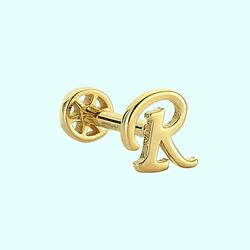 Altın Piercing -R- Harf 14 Ayar Tragus - Thumbnail