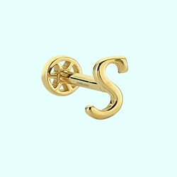 Altın Piercing -S- Harf 14 Ayar Tragus - 1