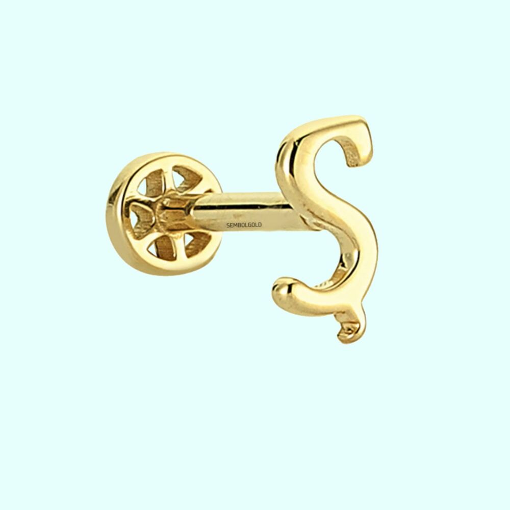 Altın Piercing -Ş- Harf 14 Ayar Tragus