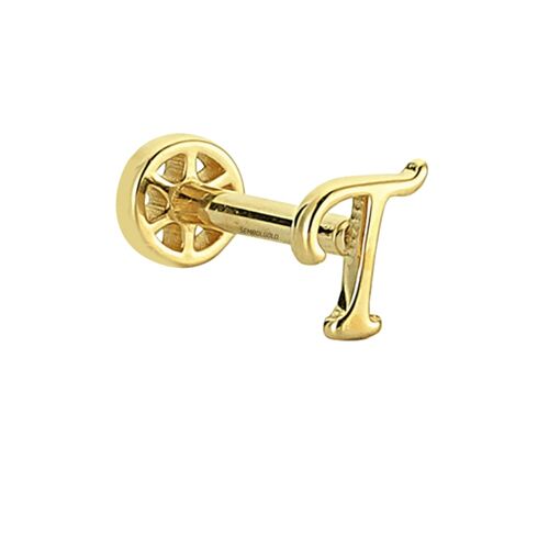 SembolGold - Altın Piercing -T- Harf 14 Ayar Tragus (1)
