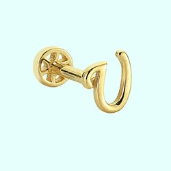 Altın Piercing -U- Harf 14 Ayar Tragus - 1