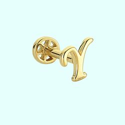 Altın Piercing -Y- Harf 14 Ayar Tragus - Thumbnail
