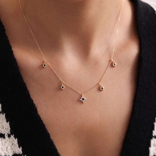 Altın Pusula Kolye Onix - SembolGold