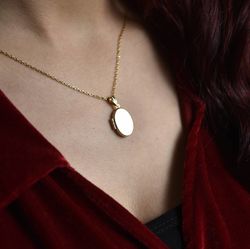 SembolGold - Altın Resimli Kolye Doç Zincirli Oval (1)