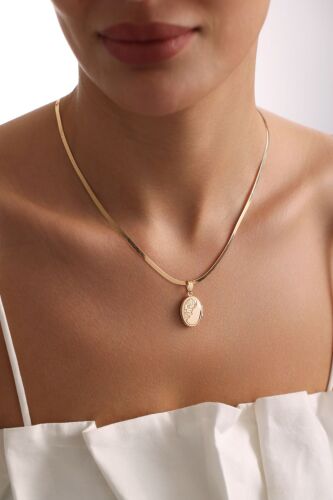 Altın Resimli Kolye Vintage Form - SembolGold