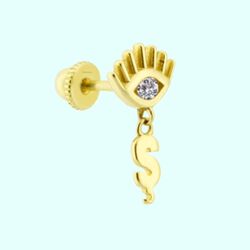 Altın Sallantılı Harf Piercing Harfler Mevcut - Thumbnail