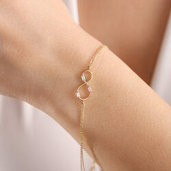 Altın Sonsuzluk Bileklik Pink Topaz Baget - Thumbnail