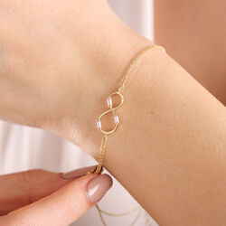 Altın Sonsuzluk Bileklik Pink Topaz Baget - Thumbnail