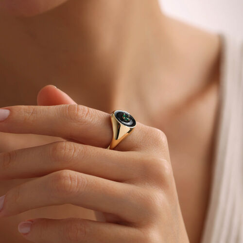 Altın Şövalye Yüzük Zümrüt Taşlı UNİSEX - SembolGold