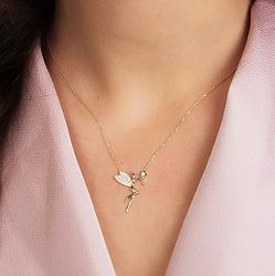 Altın Su Perisi Kolye 14K Gold - Thumbnail