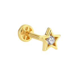 SembolGold - Altın Taşlı Yıldız Tragus Piercing 14 Ayar (1)
